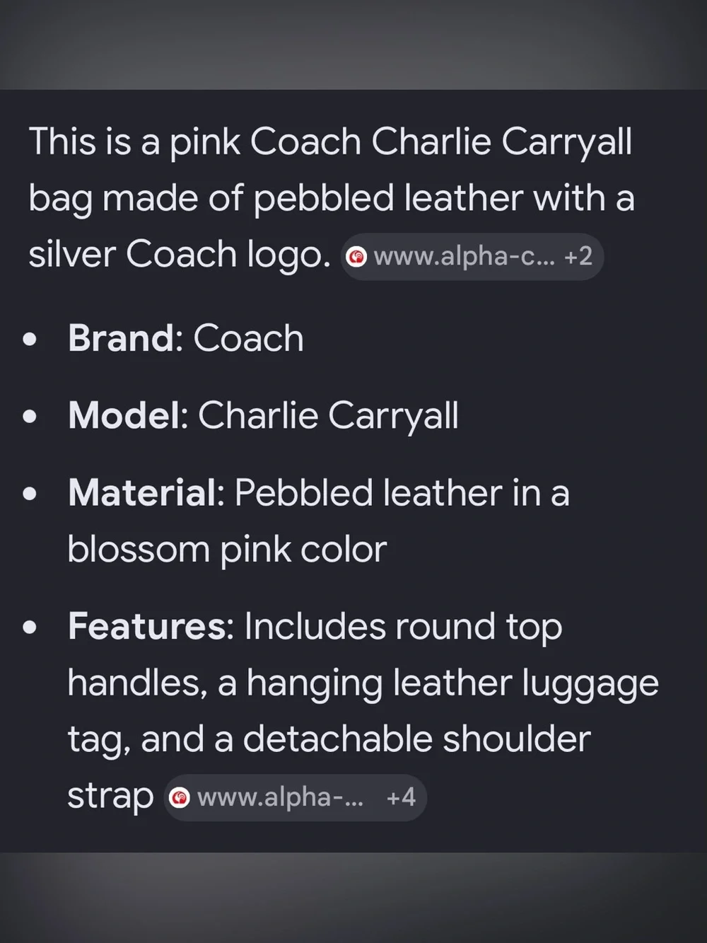 Coach Blush Charlie Carryall Tote with silver Hardware